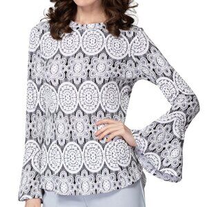 Joseph Ribkoff Textured Bell Sleeve High Low Top Sz 8​​​​​​​​​